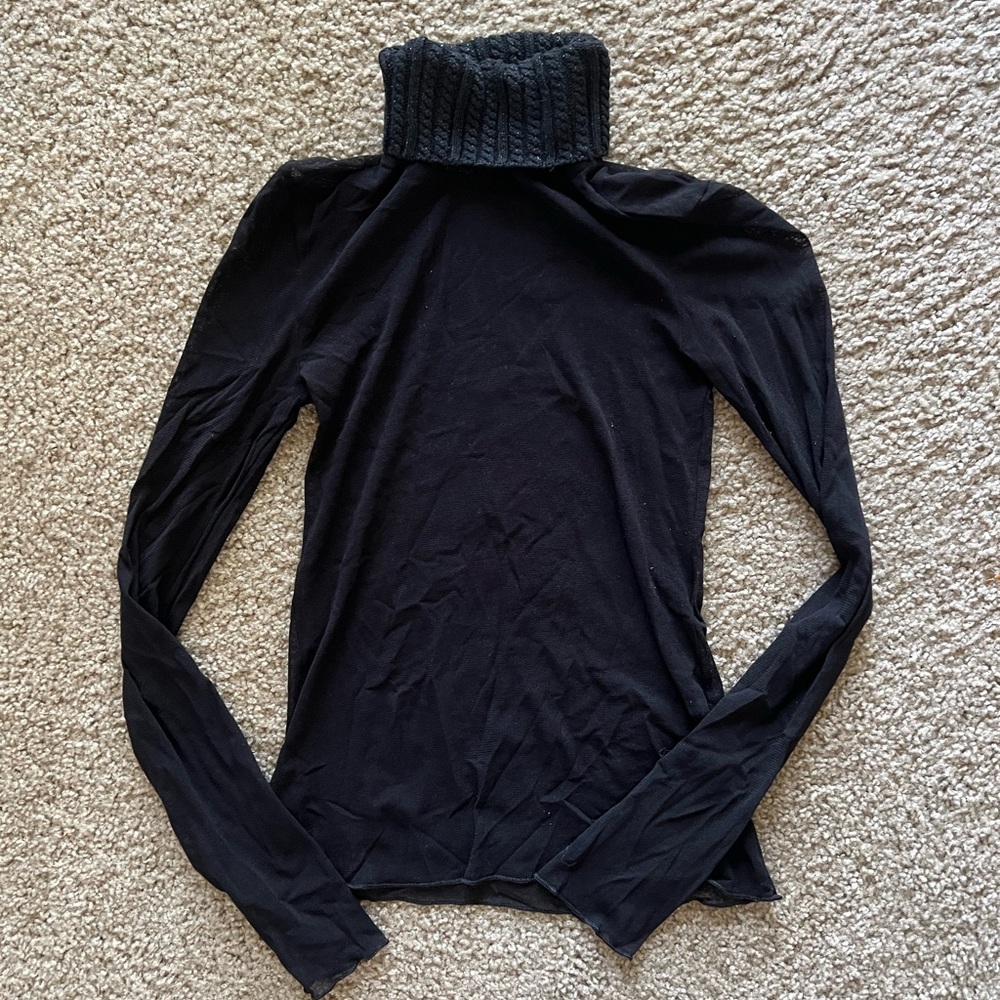 Black See-Through Turtleneck Long-Sleeved Top🖤
